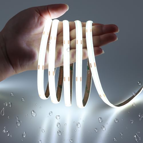 JOYLIT 6M COB LED Streifen 12V IP65 Wasserdicht 6000K Kaltweiss 320LEDs/M CRI 93 LED Band Dimmbar Hohe Helligkeit Selbstklebend Strip Light für Küche Kabinett JOYLIT 6M COB LED Streifen 12V IP65 Wasserdicht 6000K Kaltweiss 320LEDs/M CRI 93 LED Band Dimmbar Hohe Helligkeit Selbstklebend Strip Light für Küche Kabinett von JOYLIT