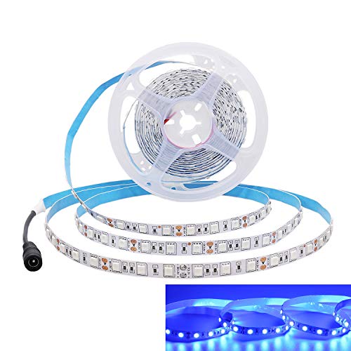 JOYLIT 12V LED Strip 5M Blau 460-465nm IP20 Nicht Wasserdicht, 300LEDs 5050 SMD Flexibler Streifen Licht Selbstklebend Dimmbar LED Band Beleuchtung für Innen Heim Küche usw (Ohne Netzteil) von JOYLIT