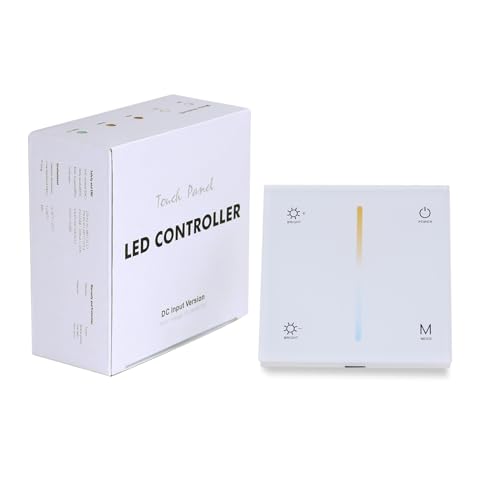 JOYLIT CCT LED Controller 12-48V 5A/CH 2 Kanal, 2.4GHz RF Kabelloser Want Touch Panel LED Controller für 2700-6500K CCT LED Streifen Farbwechsel und Dimmen (86 * 86 * 33MM) von JOYLIT
