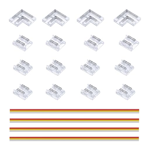 JOYLIT CCT LED Streifen Verbinder 3 PIN 10MM/0.39IN, Lötfreie COB SMD LED Verbinder Kit für Tunable White Tape Light von JOYLIT
