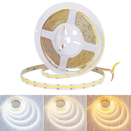 JOYLIT COB CCT LED Strip IP65 Wasserfest 24V 5M 640LEDs/M CRI 92+ 10000LM Ultra Hell, CE UL PRO Dimmbar 2700-6000K Weiß Abstimmbar 90W Selbstklebend Licht Band für Gewerbe, Haushalt von JOYLIT