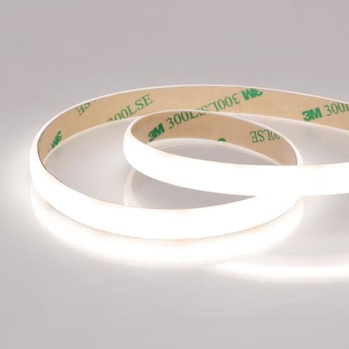 JOYLIT Diffuses COB LED Streifen 24V 5M 4000K Neutralweiß 1750LM/M Superhell IP65 Wasserfest Milchig Weiß Silikon Beschichtet PRO Lichtband Dimmbar Selbstklebend CRI 92 280LEDs/M 100W (Nur LED Strip) von JOYLIT