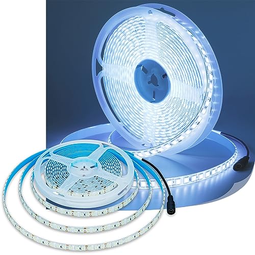 JOYLIT 12V LED Strip 5M Kaltweiß 6000-6500K IP65 Wasserdicht, 600LEDs 5054 SMD Flexibler Streifen Licht Selbstklebend Dimmbar LED Band Beleuchtung für Küche, Garten usw (Ohne Netzteil) von JOYLIT