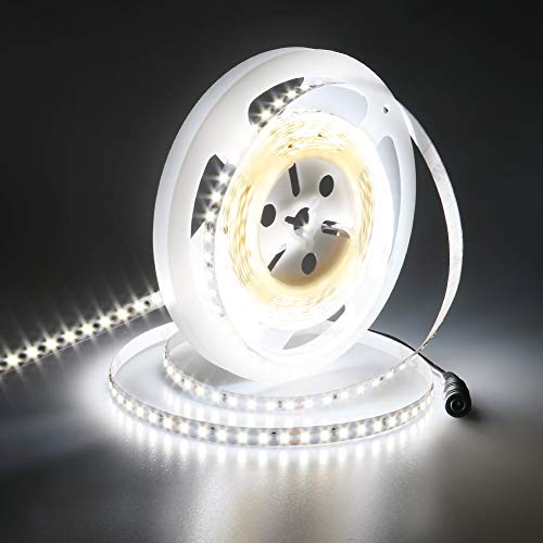 JOYLIT 24V LED Streifen 5M Kaltweiss 6000K 7500LM Sehr Hell CRI 90+, CE UL Profi 90W 2835 SMD 120LEDs/M Hohe Dicht Selbstklebend Licht Band Weiß, IP20 Innen LED Strip Beleuchtung für Wohnen, Gewerbe von JOYLIT