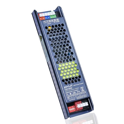 JOYLIT LED Trafo 12V 150W, Flach Transformator 175-264V AC Auf 12V 12.5A, Netzteil DC Niedervolttrafo Dimmbar, Konstantspannung Schaltnetzteil für Streifen, Modul, Neonlicht von JOYLIT