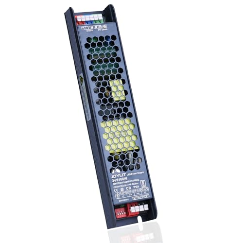 JOYLIT Professionelle LED Trafo 24V 400W, 200-240V AC auf DC 24 Volt 16.7A Netzteil Ultra Schlank Kein Lärm LED Treiber (16V/18.5V/20.5V/24V Einstellbar) von JOYLIT