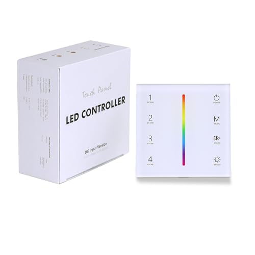 JOYLIT RGB LED Controller 12-24V 3 Kanal x 4A/CH, 2.4GHz RF Kabelloser Wand Touch Panel LED Controller für RGB LED Streifen Farbwechsel und Dimmen (86 * 86 * 33MM) von JOYLIT