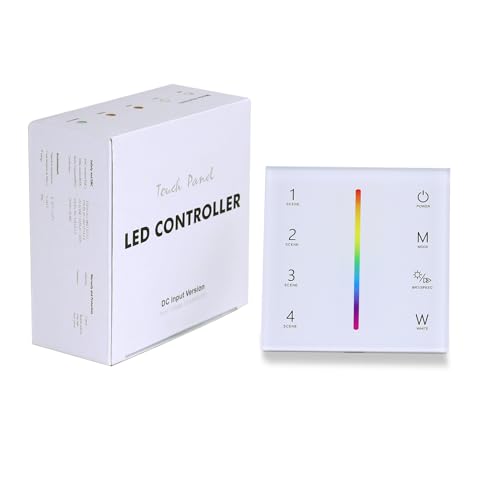 JOYLIT RGBW LED Controller 12-24V 4 Kanal x 3A/CH, 2.4GHz RF Kabelloser Wand Touch Panel LED Controller für RGBW CCT RGB LED Streifen Farbwechsel und Dimmen (86 * 86 * 33MM) von JOYLIT