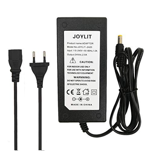 JOYLIT 24V 2A 48W Netzteil, AC 110V-240V auf DC 24 Volt Transformator Eurostecker für LED Streifen, CCTV Kamera, LED Licht von JOYLIT