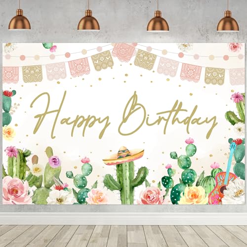 JOYMEMO Fiesta Happy Birthday Backdrop Boho - mexikanische Fiesta Geburtstag Party Dekorationen für Mädchen Frauen, rosa Kaktus Blumen Gitarre Taco Themed Fotografie Hintergrund 5x3ft JOYMEMO Fiesta Happy Birthday Backdrop Boho - mexikanische Fiesta Geburtstag Party Dekorationen für Mädchen Frauen, rosa Kaktus Blumen Gitarre Taco Themed Fotografie Hintergrund 5x3ft von JOYMEMO