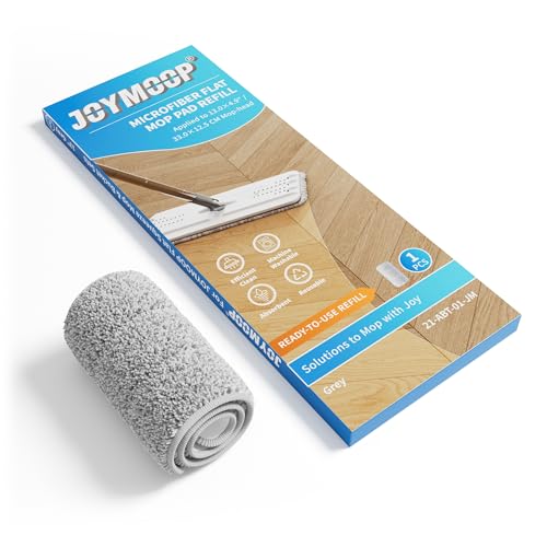JOYMOOP Flache Wischmopp-Pads, Mikrofaser-Reinigungspads, waschbare Pads, Ersatz für JOYMOOP Flachmopp oder Mopp-Eimer-Set, Nachfüllpackungen, 33 cm, Refill 1 Pack – Grau von JOYMOOP