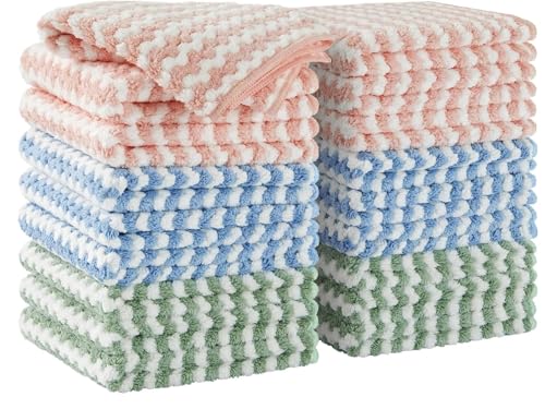 JOYMOOP Mikrofaser-Reinigungstuch, bunt gemischte Tücher mit Einfassung, ultrakleine Größe 18er Pack, saugfähige, streifenfreie und fusselfreie Lappen für die Reinigung, wiederverwendbar und waschbar von JOYMOOP