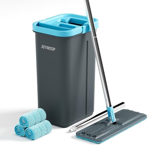 JOYMOOP Wischmopp- und Eimer-Set mit Auswringer, mit 3 wiederverwendbaren Mikrofaser-Wischpads, Wischmopps für Bodenreinigung und Wandreinigung, freihändiger Flachmopp für den Heimgebrauch – Grau + JOYMOOP Wischmopp- und Eimer-Set mit Auswringer, mit 3 wiederverwendbaren Mikrofaser-Wischpads, Wischmopps für Bodenreinigung und Wandreinigung, freihändiger Flachmopp für den Heimgebrauch – Grau + von JOYMOOP