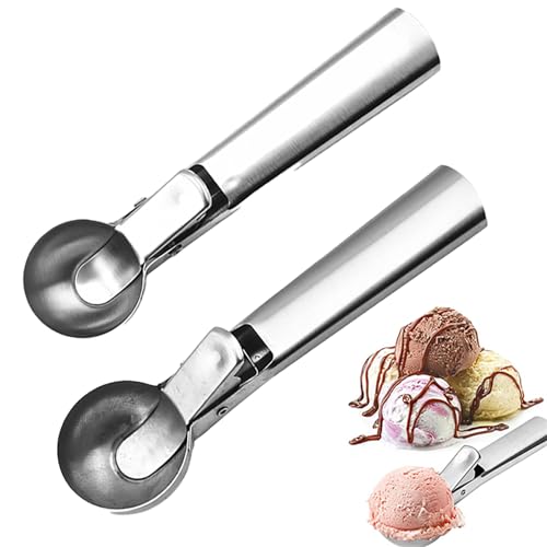 JOYOLA 2 Stück Eisportionierer Verschiedene Größen Antihaft Eisportionierer mit Auslöser Rostfreie Eislöffel Eislöffel Keksportionierer Speiseeislöffel für Melonenballer Cupcakes Backen und Eis von JOYOLA