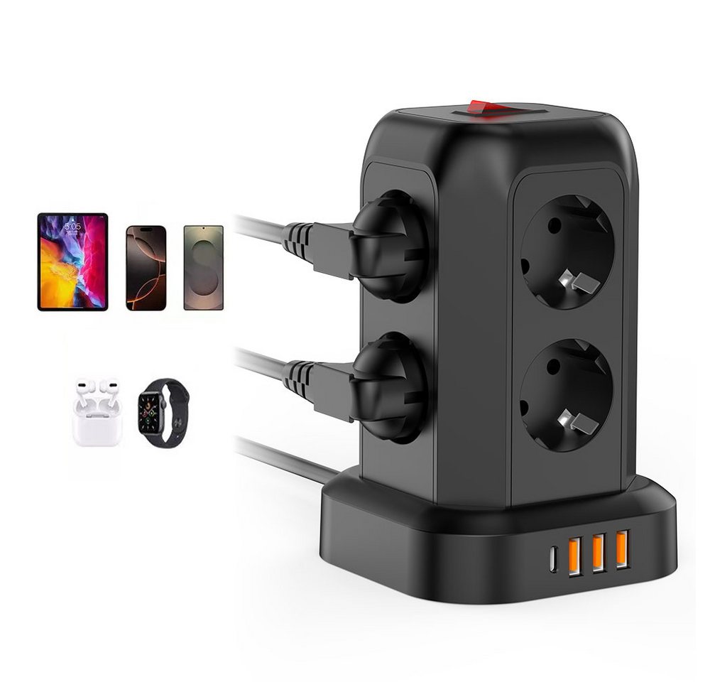 JOYOLEDER 8 Fach Steckdosenleiste Steckerleiste 10A mit 1,8M Verlängerungskabel Steckdosenverteiler 8-fach (3 USB A und 1 USB C Mehrfachsteckdose mit Schalter Überspannungsschutz, Überspannungsschutz), Steckdosenturm Mehrfachstecker für Zuhause,Büro JOYOLEDER 8 Fach Steckdosenleiste Steckerleiste 10A mit 1,8M Verlängerungskabel Steckdosenverteiler 8-fach (3 USB A und 1 USB C Mehrfachsteckdose mit Schalter Überspannungsschutz, Überspannungsschutz), Steckdosenturm Mehrfachstecker für Zuhause,Büro von JOYOLEDER