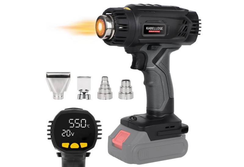 JOYOLEDER Akku-Heißluftgebläse Akku-Heißluftpistole mit LCD-Display, Schnurlose Heißluftgebläse, (ohne Akku und Ladegerät) von JOYOLEDER