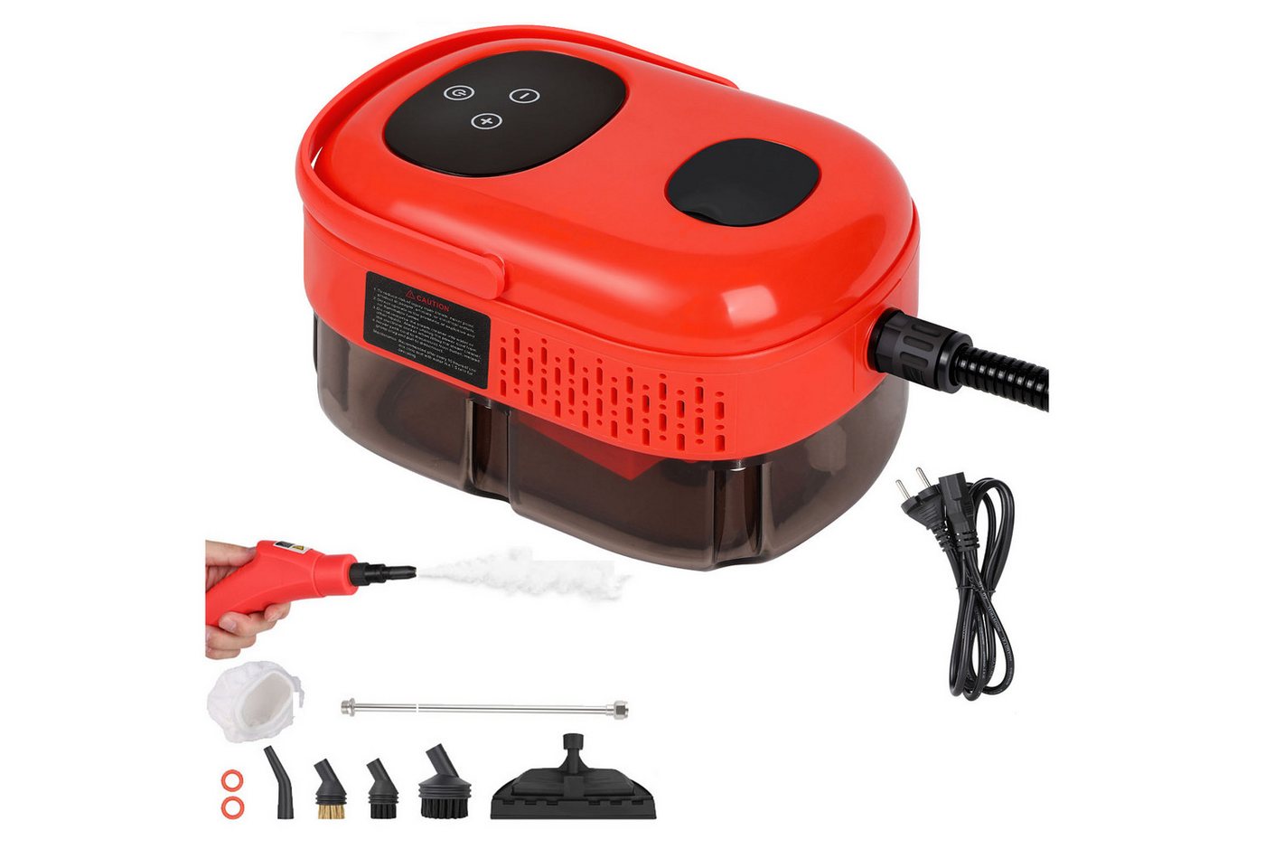 JOYOLEDER Dampfreiniger Wasch-Sauger 1100ML Großem Wassertank, Mehrzweck-Dampfreinigungsgerät, 2500 W, mit 3 Bürstenköpfe 110 °C von JOYOLEDER