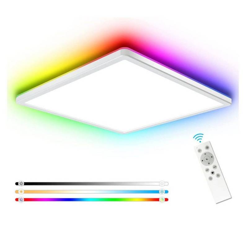 JOYOLEDER Deckenleuchte LED Deckenleuchte Dimmbar Eckig Deckenlampe, RGB Farbwechsel, Dimmbarmit Fernbedienung, fürWohnzimmerSchlafzimmerKücheKinderzimmer von JOYOLEDER