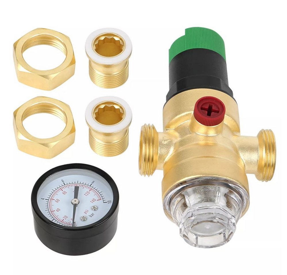 JOYOLEDER Druckminderer Druckminderer Wasser, Druckminderer mit Manometer und Siebfilter, (Wasserdruckmesser für Trinkwasser Garten Wasserdruckminderer, Mit Wasserdruckmesser Und Mesh Filter) von JOYOLEDER