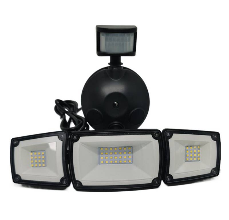 JOYOLEDER Flutlichtstrahler LED Flutlichtstrahler Flutlicht IP66 Wasserdicht 3 Köpfe Strahler, Mit Bewegungsmelder von JOYOLEDER