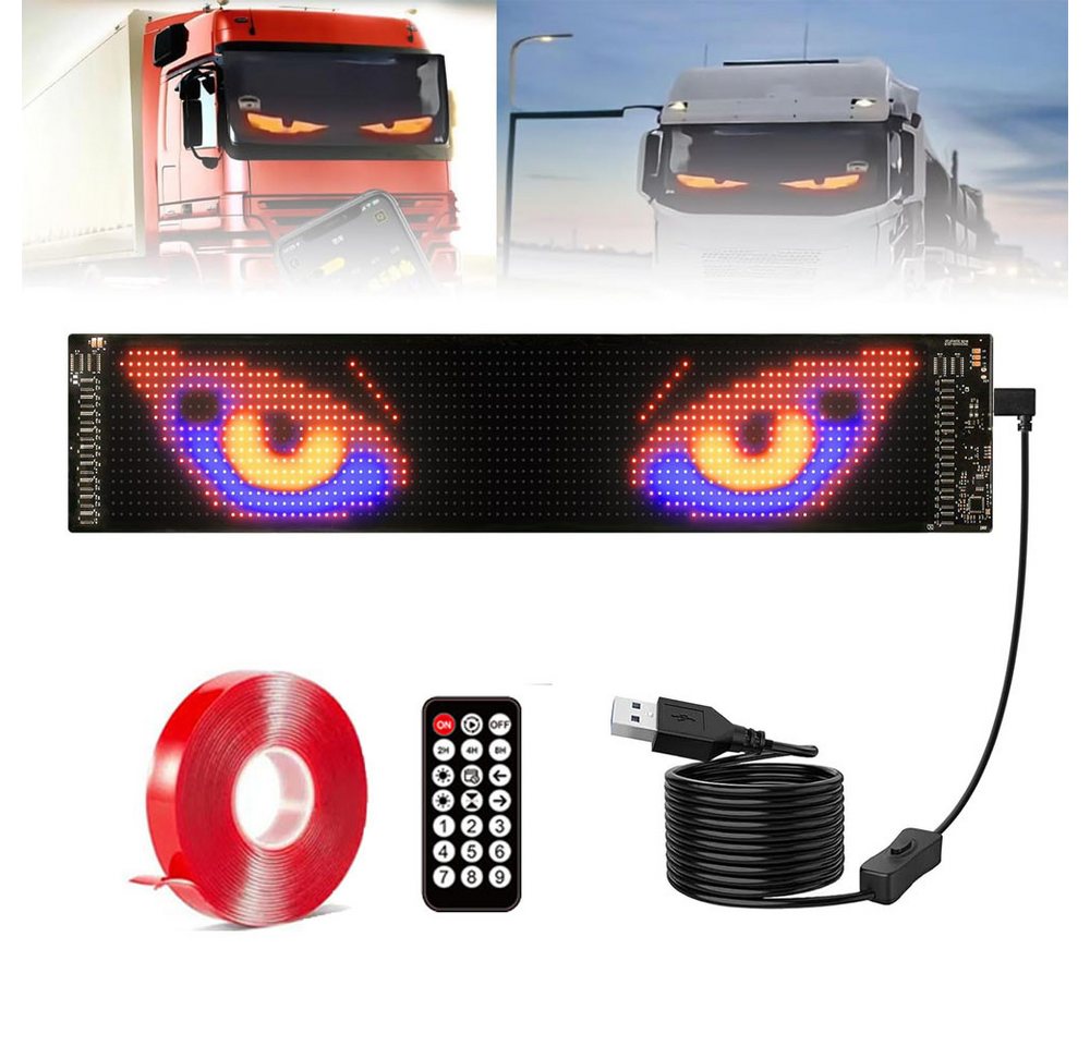 JOYOLEDER Frontscheibenabdeckung Devil Eyes Light For Cars LED Eyes for Trucks Car Window DIY, (Car Dynamic LED Smart Colourful Eye Lamp Soft Screen, Led augen für lkw frontscheibe Smart App Bluetooth USB), 192*898mm JOYOLEDER Frontscheibenabdeckung Devil Eyes Light For Cars LED Eyes for Trucks Car Window DIY, (Car Dynamic LED Smart Colourful Eye Lamp Soft Screen, Led augen für lkw frontscheibe Smart App Bluetooth USB), 192*898mm von JOYOLEDER