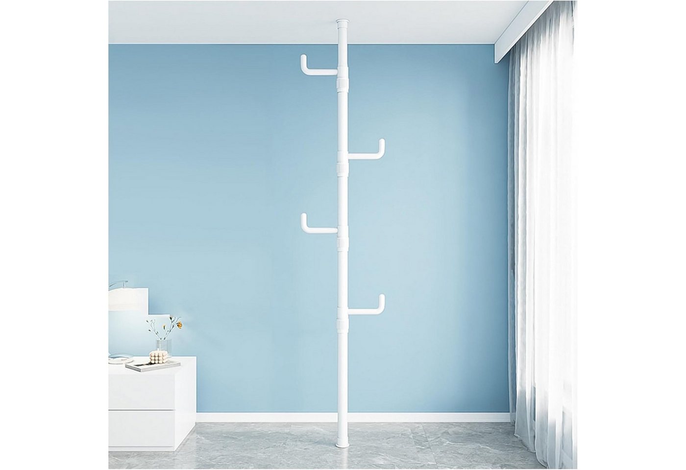 JOYOLEDER Kleiderständer Garderobenständer ausziehbar, 4/5 Haken, 110-310cm Verstellbarer, (Teleskop Kleiderständer stabil – Garderobe platzsparend, Metall, – Herrendiener Schlafzimmer – Flurgarderobe – Wäscheständer Balkon) JOYOLEDER Kleiderständer Garderobenständer ausziehbar, 4/5 Haken, 110-310cm Verstellbarer, (Teleskop Kleiderständer stabil – Garderobe platzsparend, Metall, – Herrendiener Schlafzimmer – Flurgarderobe – Wäscheständer Balkon) von JOYOLEDER