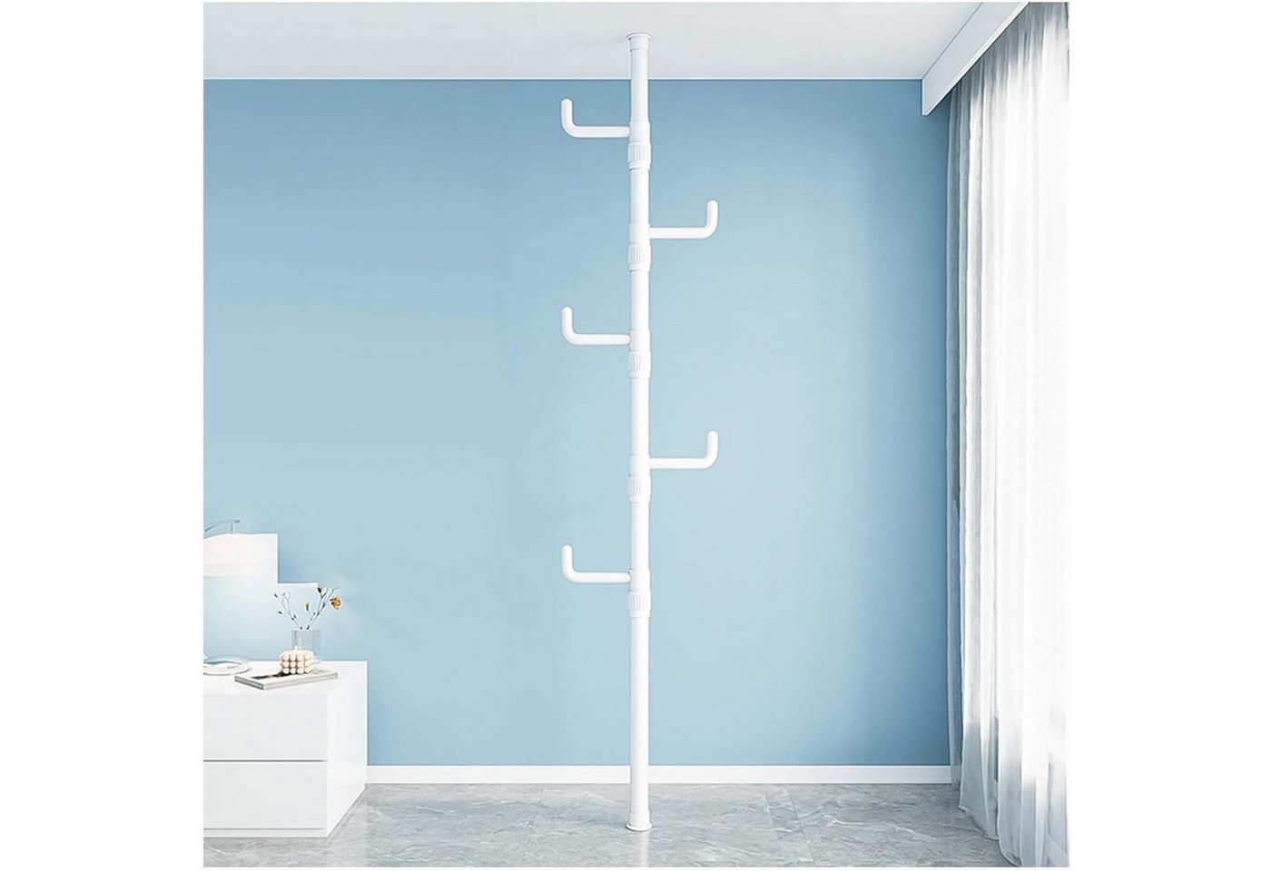 JOYOLEDER Kleiderständer Garderobenständer ausziehbar, 4/5 Haken, 110-310cm Verstellbarer, (Teleskop Kleiderständer stabil – Garderobe platzsparend, Metall, – Herrendiener Schlafzimmer – Flurgarderobe – Wäscheständer Balkon) JOYOLEDER Kleiderständer Garderobenständer ausziehbar, 4/5 Haken, 110-310cm Verstellbarer, (Teleskop Kleiderständer stabil – Garderobe platzsparend, Metall, – Herrendiener Schlafzimmer – Flurgarderobe – Wäscheständer Balkon) von JOYOLEDER