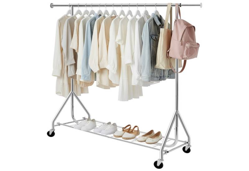 JOYOLEDER Kleiderständer mit Einlegeböden, Kapazität 210 kg, Kleiderstange auf Rollen, (Ausziehbare Garderobenständer zum Aufhängen) von JOYOLEDER