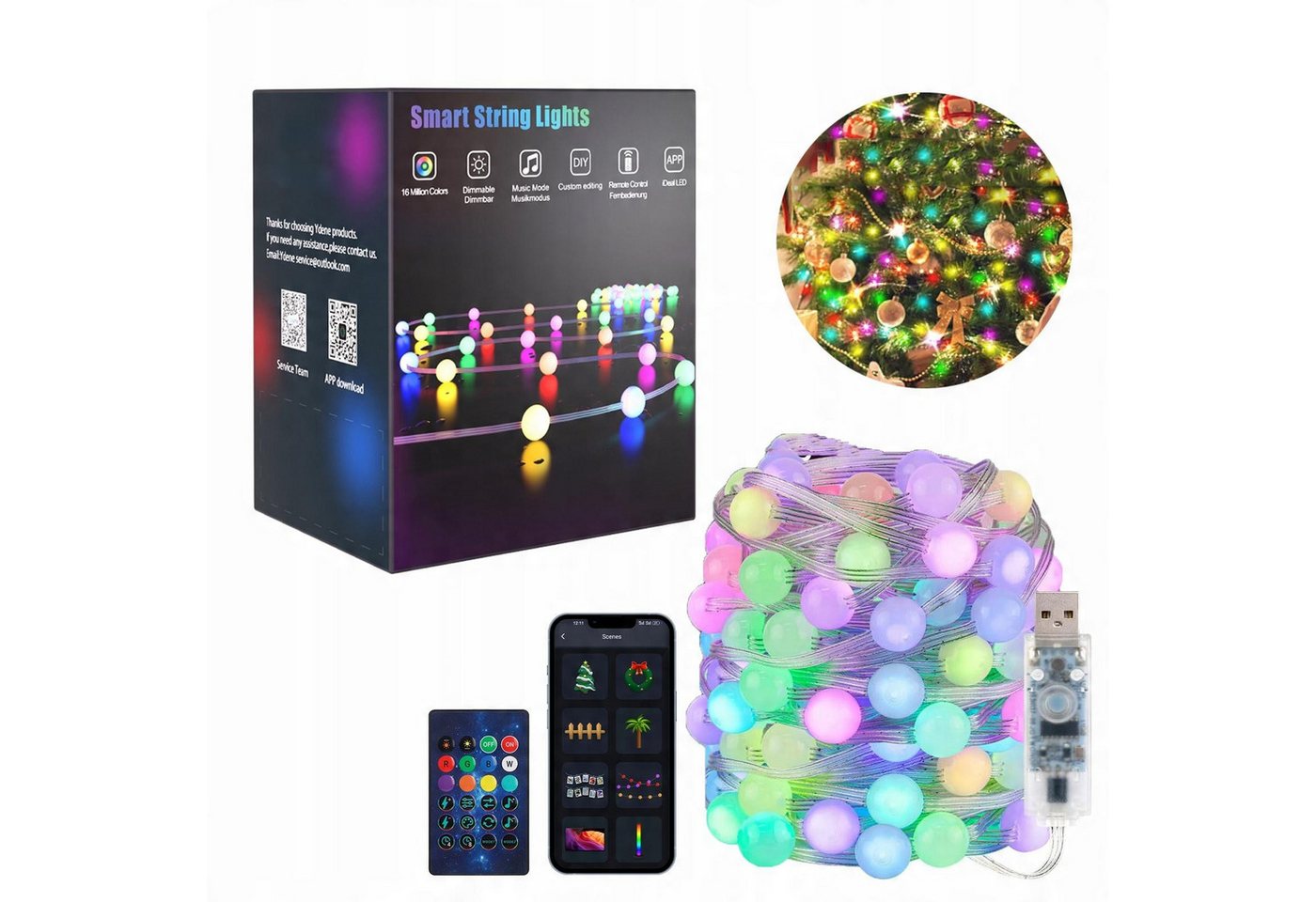 JOYOLEDER LED Dekolicht LED USB Lichterkette Kugel, USB-Music Sync, APP Bunt Globe, 5M 33LEDs, Lichterkette 5/10/20M, Lichterketten für Innen, Außen, Balkon,Terrasse, Garten, Partys, Weihnachten, Hochzeit JOYOLEDER LED Dekolicht LED USB Lichterkette Kugel, USB-Music Sync, APP Bunt Globe, 5M 33LEDs, Lichterkette 5/10/20M, Lichterketten für Innen, Außen, Balkon,Terrasse, Garten, Partys, Weihnachten, Hochzeit von JOYOLEDER