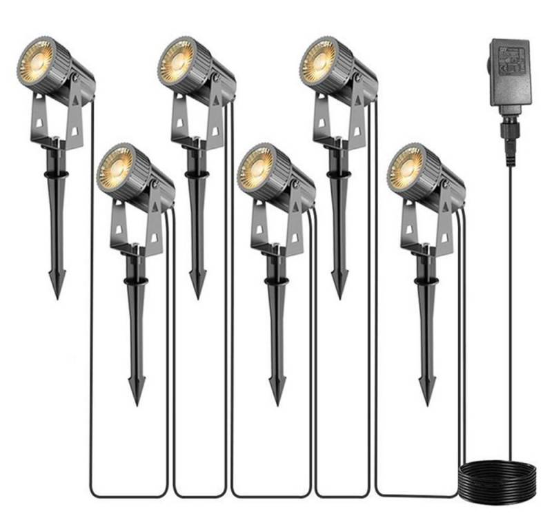 JOYOLEDER LED Gartenstrahler IP66 LED Gartenlampe mit Erdspieß, Wasserdicht Spießstrahler, 6 in 1, Gartenbeleuchtung für Außen Garten Rasen Dekorative von JOYOLEDER