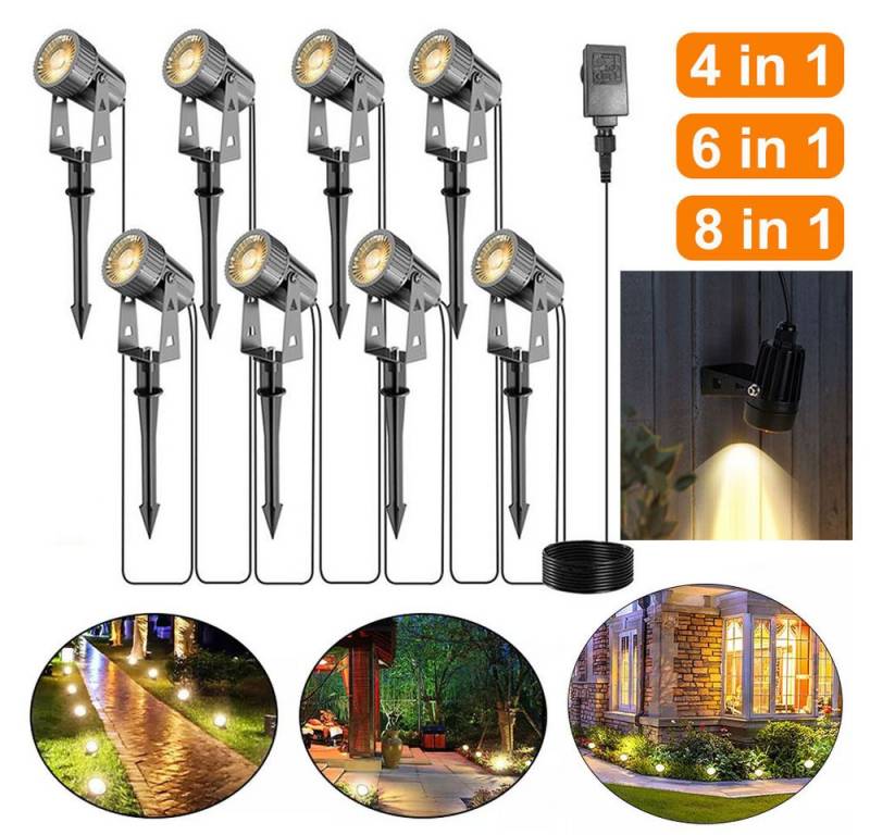 JOYOLEDER LED Gartenstrahler LED Gartenleuchte, Wasserdicht LED Gartenstrahler, 4 in 1, Erdspieß, Außenstrahler, Spießstrahler von JOYOLEDER
