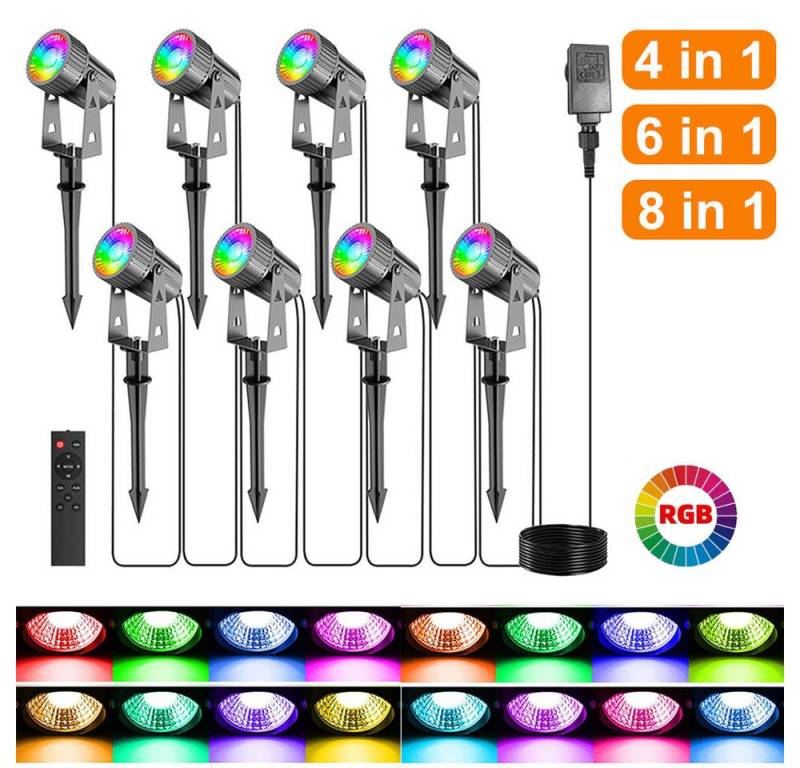 JOYOLEDER LED Gartenstrahler LED Gartenleuchte, Wasserdicht LED Gartenstrahler, 6 in 1, Erdspieß, Außenstrahler, Spießstrahler von JOYOLEDER