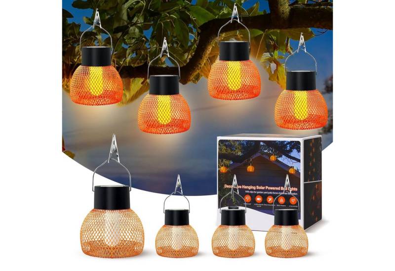JOYOLEDER LED Laterne Solar Hängeleuchte für außen, 4 Stück flackernder Flamme Solarleuchten, für Garten, IP65 Wasserdicht von JOYOLEDER