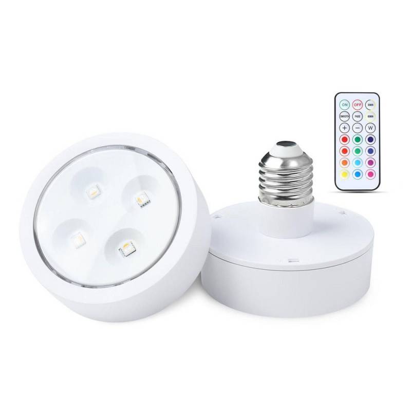 JOYOLEDER LED-Leuchtmittel LED Glühbirnen Puck Lichter mit Dimmbar Timer, Nachtlicht E26/E27, 2 St., Spot Lampe Birne mit Fernbedienung RGB von JOYOLEDER