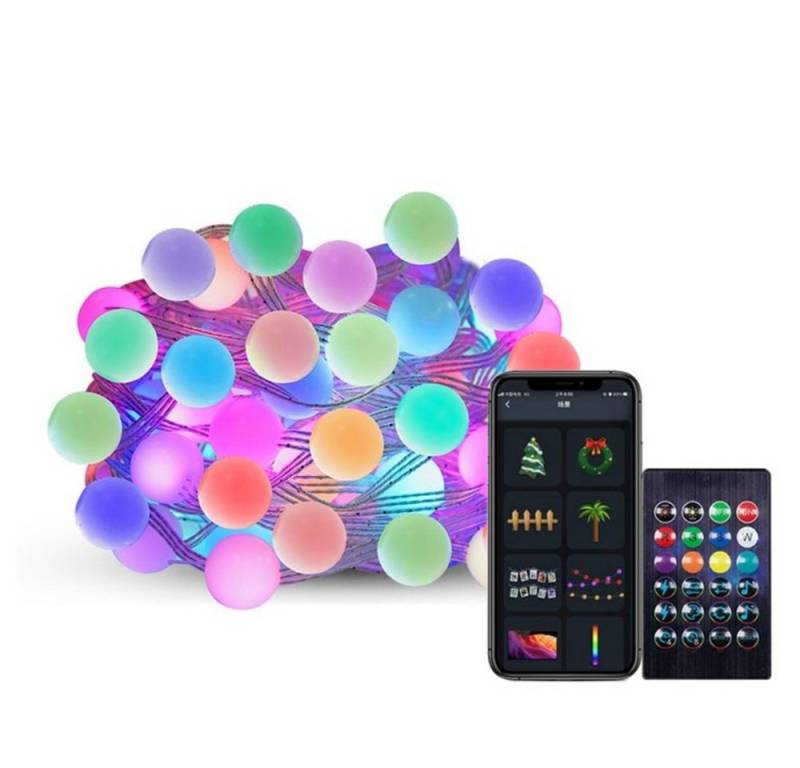 JOYOLEDER LED-Lichterkette LED Party Lichterkette mit Kugeln - bunt Festbeleuchtung,APP-Steuerung, IP65 Wasserdicht, Pavillon Außen Party Garten Balkon Beleuchtung von JOYOLEDER