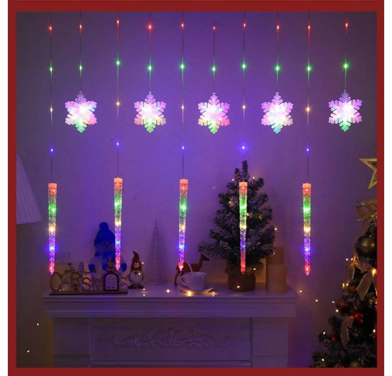 VIVIHEYDAY LED-Lichterkette Lichtervorhang Weihnachtsbeleuchtung mit Fernbedienung, 85 LEDs 8 Modi Lichterkette Weihnachten Fenster USB Betrieben von VIVIHEYDAY
