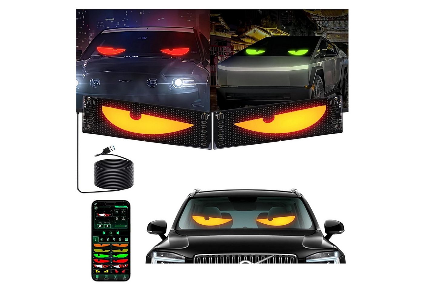 VIVIHEYDAY LED Nachtlicht Devil Eyes Light, Led Anzeige Programmierbar Led Laufschrift, Leuchtreklame Personalisiert Leuchtschild für Text, Graffiti, Smart App, Bluetooth USB 5V VIVIHEYDAY LED Nachtlicht Devil Eyes Light, Led Anzeige Programmierbar Led Laufschrift, Leuchtreklame Personalisiert Leuchtschild für Text, Graffiti, Smart App, Bluetooth USB 5V von VIVIHEYDAY