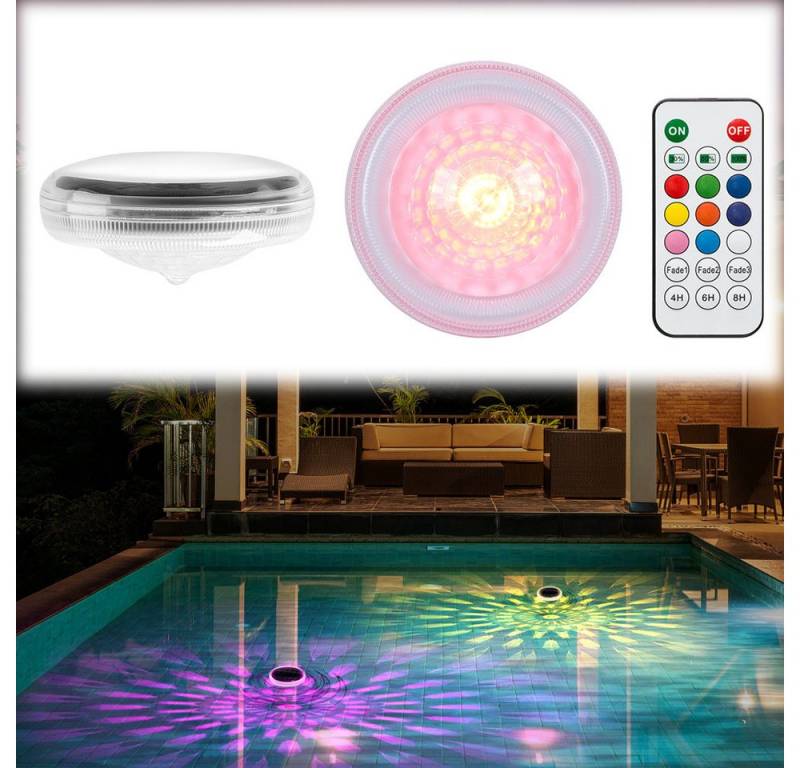 JOYOLEDER LED Solarleuchte Runde Solarlampe schwimmfähig Poolleuchte, RGB Farbwechsel, Teichbeleuchtung Gartenleuchte von JOYOLEDER