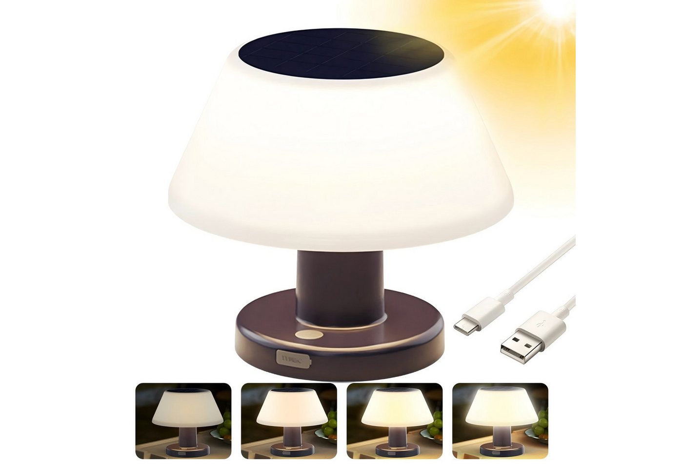JOYOLEDER LED Tischleuchte LED Solarleuchte Solar Tischlampe, LED Gartenleuchte, Solarladung & USB Aufladung, 4 Helligkeitsstufen Dimmbar JOYOLEDER LED Tischleuchte LED Solarleuchte Solar Tischlampe, LED Gartenleuchte, Solarladung & USB Aufladung, 4 Helligkeitsstufen Dimmbar von JOYOLEDER