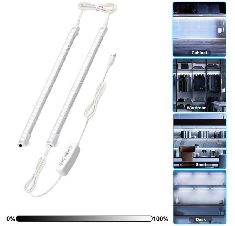 JOYOLEDER LED Unterbauleuchte LED Schrankbeleuchtung, LED Lichtleiste Dimmbar, 2 LED-RÖHRE, LED Lichtleiste Dimmbar, 2 in 1 Unterbauleuchte, Memory Funktion Küche Schrank Regal von JOYOLEDER