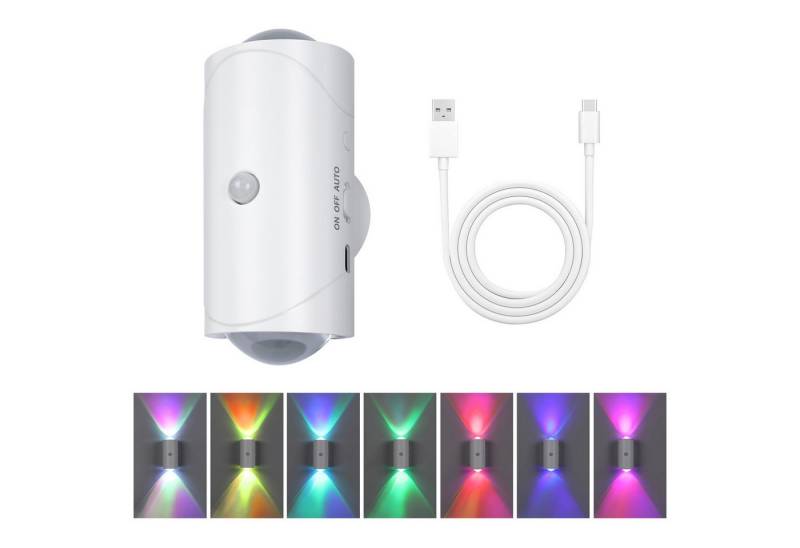 JOYOLEDER LED Wandleuchte LED Wandleuchte RGB Wandlampe, Weiß Modern Up und Down Wandlicht, LED, mit Bewegungssensor, USB Wiederaufladbar Wandleuchte, für Badezimmer, Wohnzimmer, Schlafzimmer, Flur, Balkon, Treppenhaus von JOYOLEDER