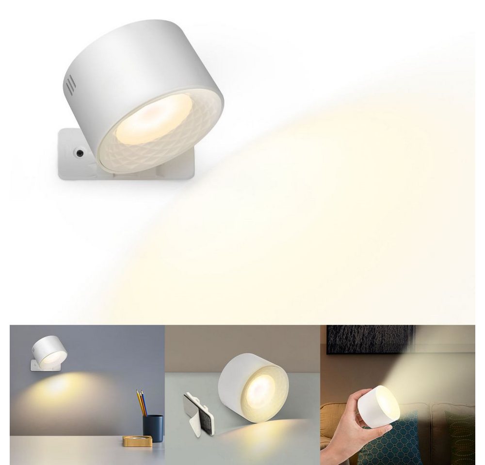 JOYOLEDER LED Wandstrahler LED Wandleuchte Wiederaufladbare Wandlampe, + Fernbedienung, 360° Drehbare Dimmbare LED Wandlampe, für Wohnzimmer, Flur, Hotel von JOYOLEDER