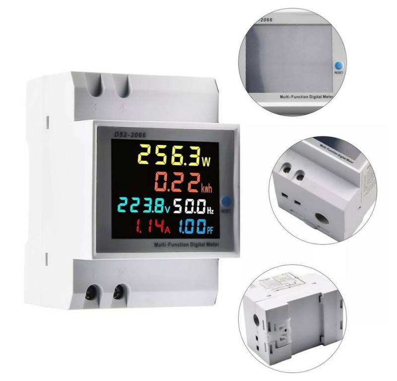 JOYOLEDER Multimeter Stromzähler Hutschiene 1 Phase, Digitaler Einphasiger Energiezähler, (DIN Schiene AC40-300V/AC250-450V 100A, Wechselstromzähler KWh Zähler, Amperemeter Voltmeter) von JOYOLEDER