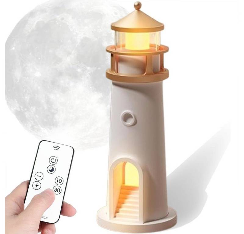 VIVIHEYDAY Nachtlicht Leuchtturm Deko,LED Leuchtturm Lampe, USB-Aufladung, Fernbedienungs- Modell, Mondlicht Projektor Lampe,LED Deko Lampe Mond, Leuchtfeuer mit Fernbedienung/Bluetooth, Nachtlicht für Schlafzi von VIVIHEYDAY