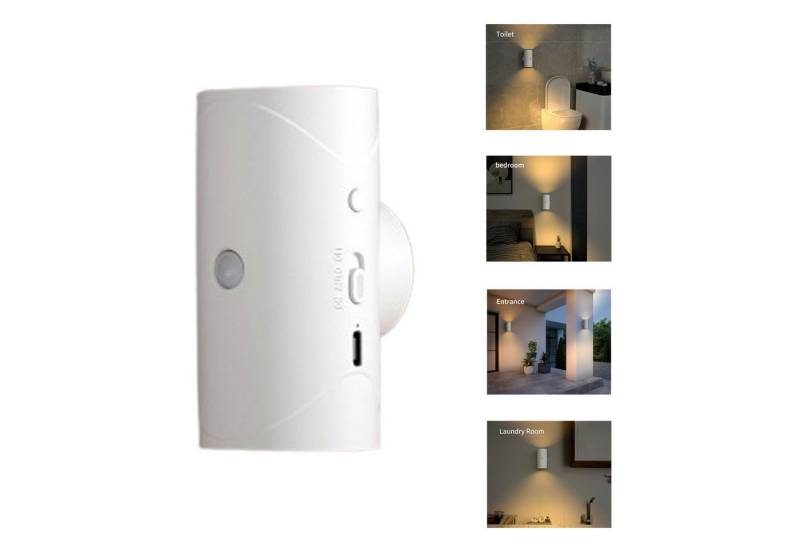 JOYOLEDER Nachtlicht Wandleuchte Weiß Wandlampe, Flurlampe Innen mit Bewegungssensor, USB Aufladbare, Schlafzimmer Wohnzimmer Flure Badezimmer von JOYOLEDER