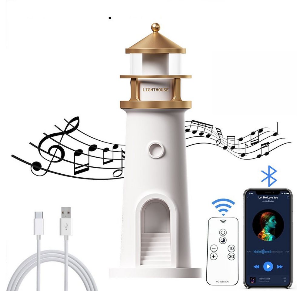 JOYOLEDER Projektionslampe Leuchtturm Deko Lampe, Led Lighthouse Lampe, Bluetooth- Modell, Projektion Leuchtturm Lampe, Leuchtfeuer Mit Fernbedienung Und Bluetooth von JOYOLEDER