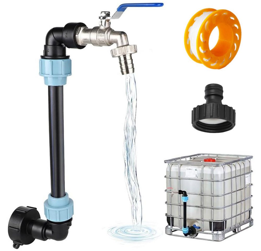 JOYOLEDER Regenwassertank IBC Schwanenhals 3/4" Auslaufhahn, S60x6 Feingewinde Wasserhahn, (IBC Adapter, IBC Tank Zubehör, für Regenwassertank Wasserfaß Regenfass IBC-Container) von JOYOLEDER