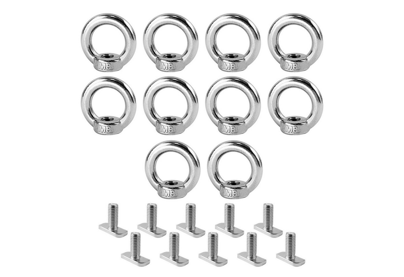 JOYOLEDER Ringmutter 10x Ringmuttern mit Hammerkopfschraube M8 aus Edelstahl, (10-St) von JOYOLEDER