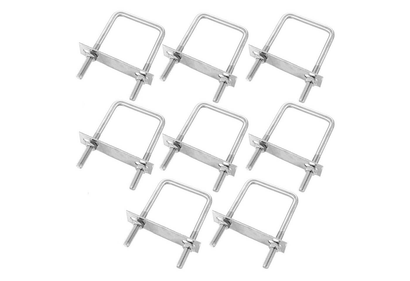 JOYOLEDER Schäkel 8 Stück Vierkant U-Bolzen (70 mm) Bügelschraube Innenbreite, (Edelstahl M8 mit Muttern, Rahmenplatte, 8-St) von JOYOLEDER