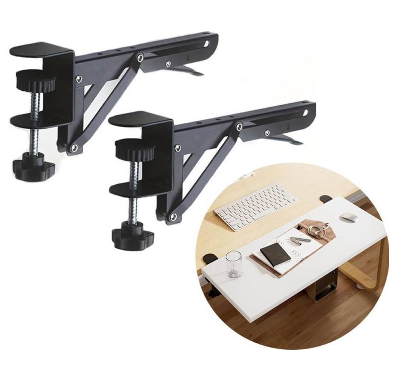JOYOLEDER Schreibtischaufsatz 2er-Set Schreibtischverlängerungs Halterung mit Tischmontageclip, (Abnehmbare Klapphalterung für 1 bis 8,2 cm Dicke Schreibtische, 2-St) von JOYOLEDER